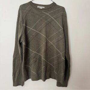 VTG Dad Style Pattern Sweater Adult men’s L  Olive Green Geoffrey Beene